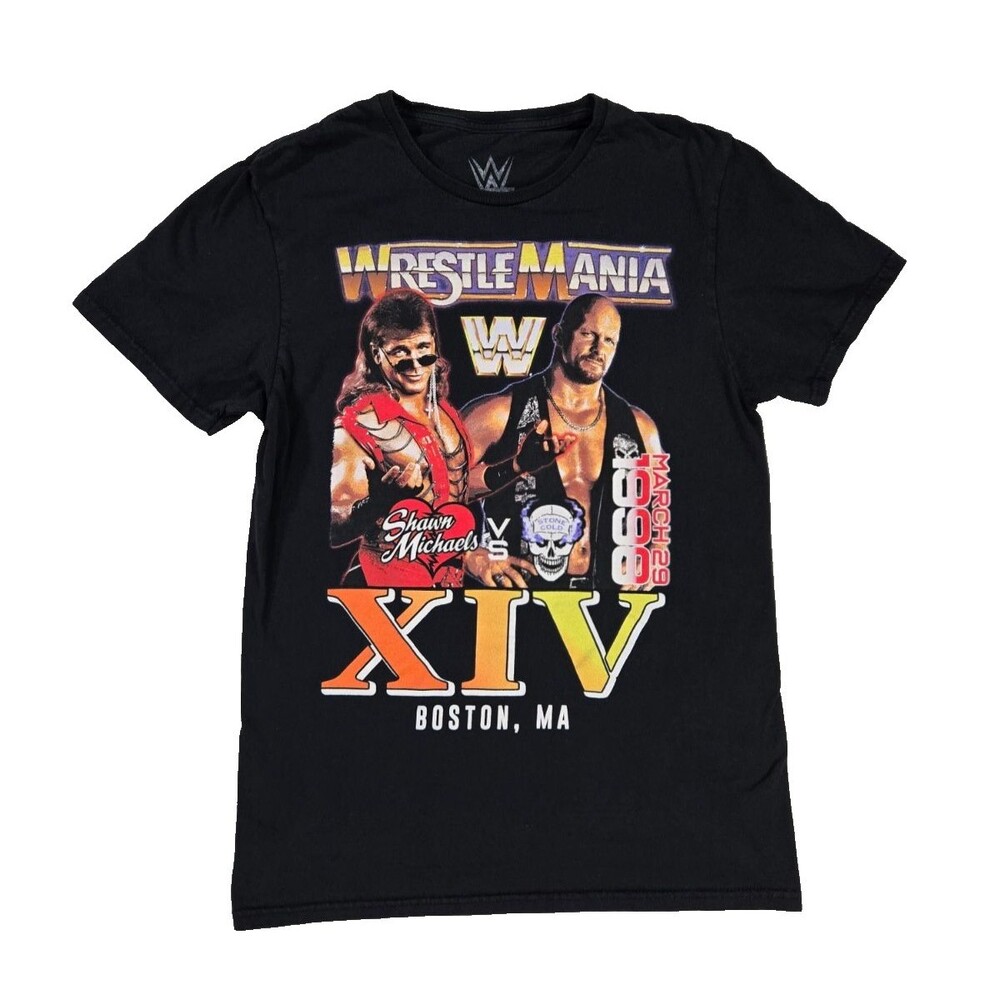 WrestleMania XIV 1998 Shawn Michaels Stone Cold  WWF Black T-Shirt Small Mens